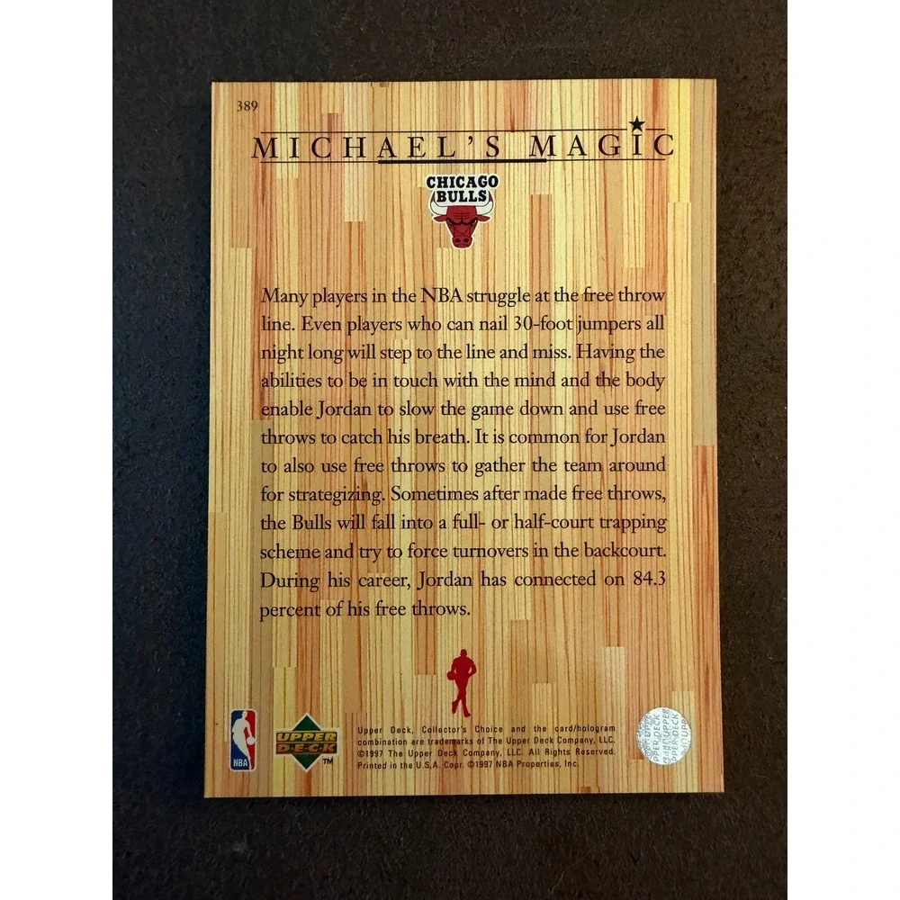 1997 Upper Deck Collector's Choice Michael Jordan Chicago Bulls Card 389 Magic